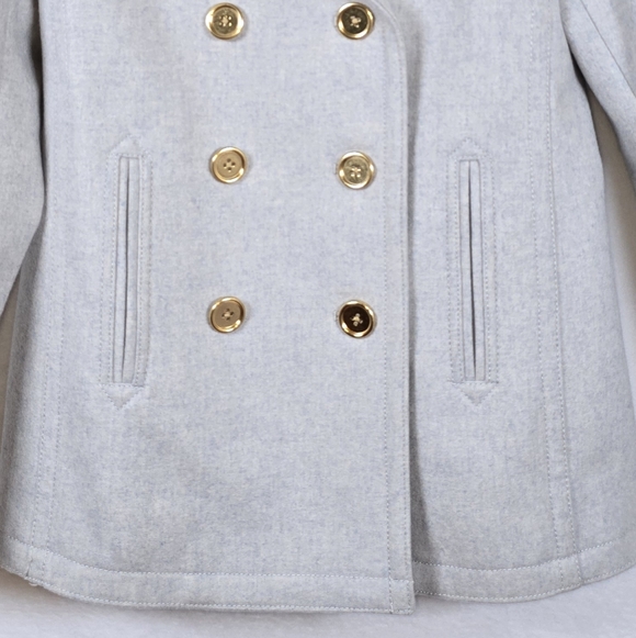 J.Crew Wool Cashmere By Nello Gori Double Breasted Peacoat Gold Buttons 0 Petite - Picture 6 of 16